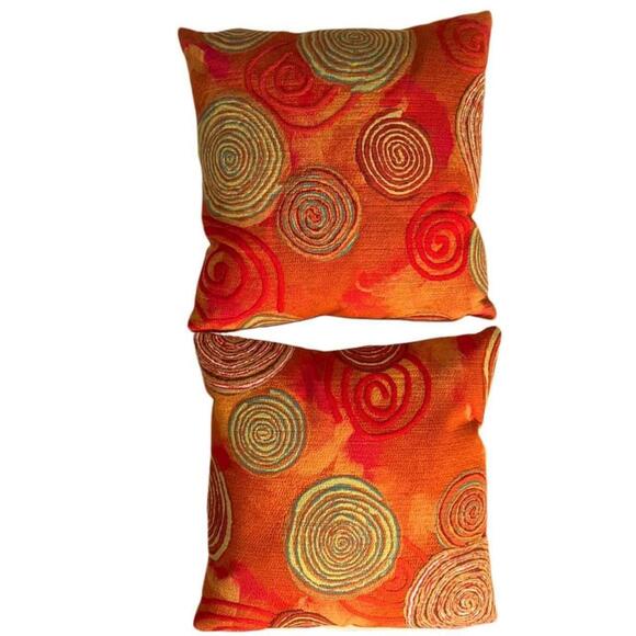 Other Other - Pair of two Liora Manne Visions Multi-Spiral Grafitti Indoor/Outdoor pillows